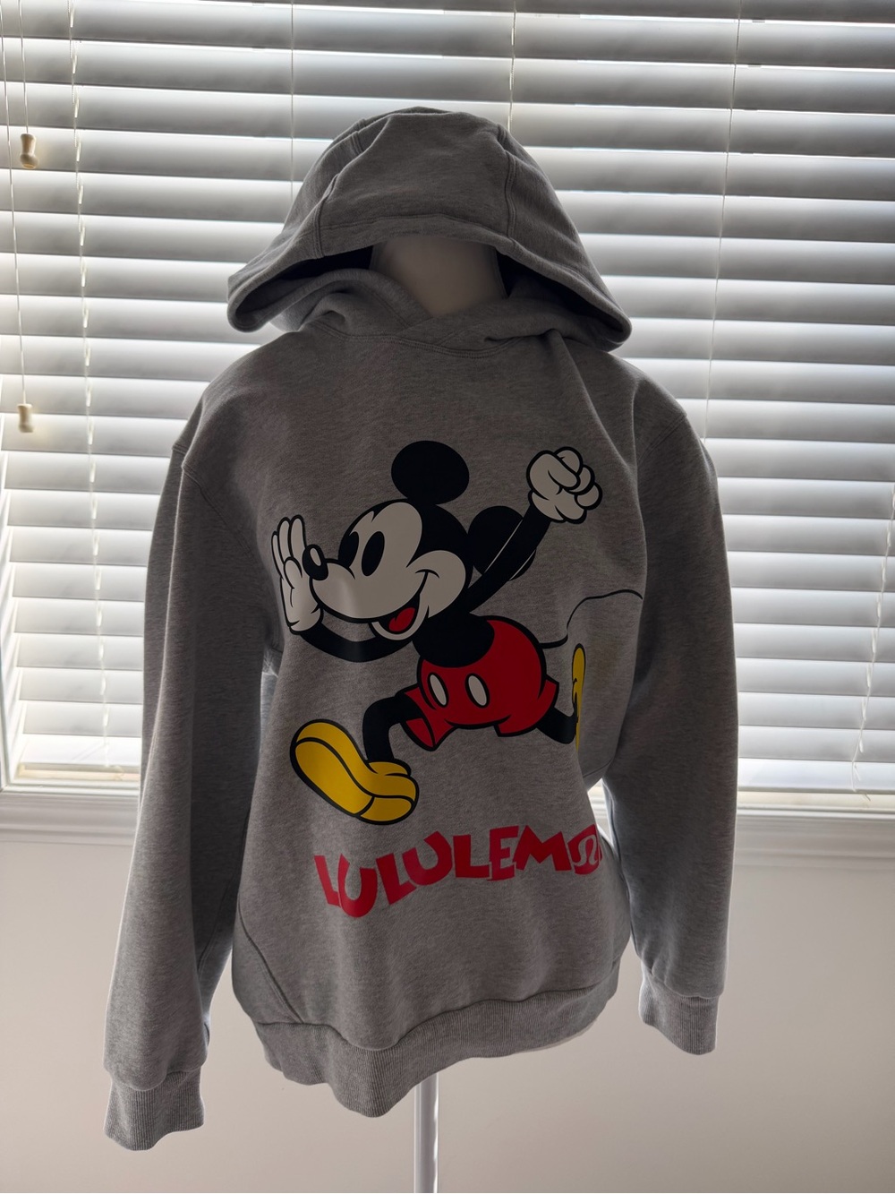 lululemon athletica Gray Mickey Mouse Crewneck Hoodie with Red & Yellow Accents